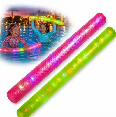 Produktbild von Aufblasbare Schwimmnudel 2er Set LED, Pool Spielzeug Kinder & Erwachsene, PVC Schwimmstange für Schwimmen, Strand & Wasserspaß