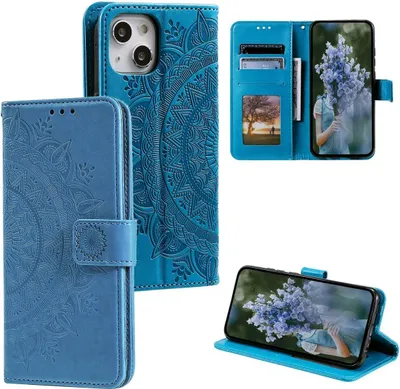 Produktbild von König Design Hülle kompatibel mit Apple iPhone 15 Kunstleder Handyhülle - Handy Case Blau