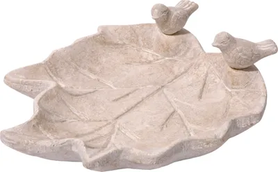 Produktbild von dobar Edle Vogeltränke "Blatt-Paradies", blattförmiges Vogelbad, 31 x 29,5 x 5,5 cm, Keramik, Weiß