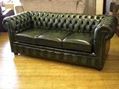 Image de Ensemble De Canapés Fauteuil À Oreilles Chesterfield Canapé En Cuir Tabouret Set 4 Pcs