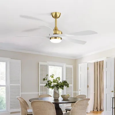 Produktbild von Sofucor 132 cm moderner Deckenventilator, Innen-/Außenbereich, mit Beleuchtung und Fernbedienung