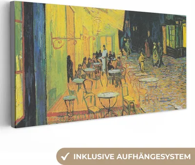 Obrázek produktu pro OneMillionCanvasses® - Obraz na plátně - Terasa kavárny v noci - Vincent van Gogh, nástěnný obraz, nástěnné dekorace obrazy obývací pokoj, 80x40cm