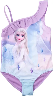 Produktbild von Disney Die Eiskönigin Badeanzug mit Rüschen für Mädchen - Elsa Frozen Kinder Schwimmanzug Lila, Größe:92