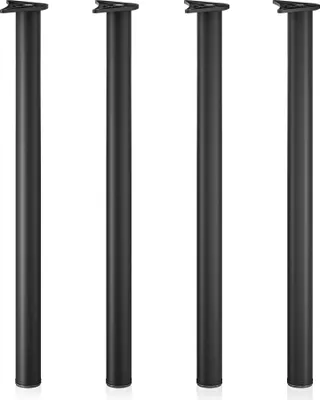 Image de Wiltec Lot de 4x Pied de table V1 - 60 x 60 x 870 mm / Ø 60 mm - en Acier inoxydable - couleur Noire - Piètement Support de bureau Réglable pour Plan de travail Salle à manger