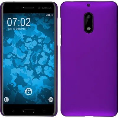Produktbild von PhoneNatic Case kompatibel mit  Nokia 6 - Hülle lila gummiert Hard-case + 2 Schutzfolien