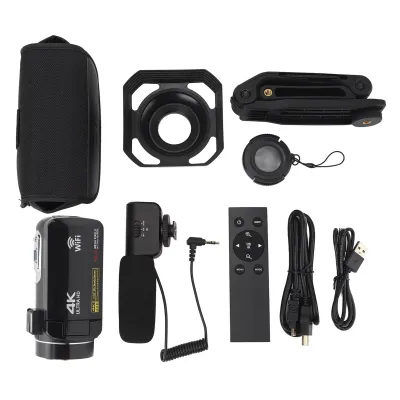 Zdjęcie produktu dla Kamera wideo (camcorder) z pilotem, 56M, 4K, 30 klatek na sekundę, podczerwień (tryb nocny), 18-krotny zoom, 3,0-calowy dotykowy ekran IPS, kamera do vlogów i fotografii