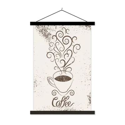 Produktbild von MuchoWow® Textilposter Vintage - Kaffee - Sprichwörter - Zitate 40x60 cm mit schwarzem Rahmen - Wanddekorationen