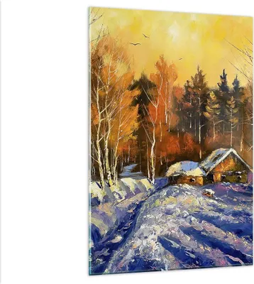 Produktbild von Bilder auf glas - Einteilig - Winter Wald Wiese - 80x120cm - Glasbilder - Wandbilder - Bilder - zum Aufhängen bereit - Wanddekoration aus Glas - Glas Bilder - Wandbild auf Glas - GPA80x120-3535