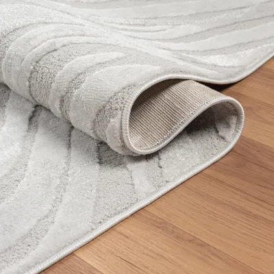 Produktbild von Teppich Wohnzimmer teppich Schlafzimmer 3D Effekt modern Weich kurzflor Wellenmuster Qualitativ, Farbe:Grau, Maße:200x290 cm