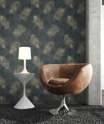 Produktbild von NEWROOM Tapete Schwarz Vliestapete Blätter - Dschungeltapete Floral Gold  Dschungel Botanik  Tropisch