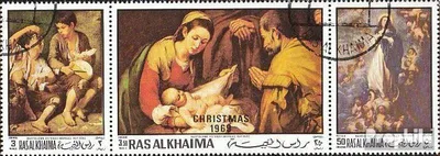Produktbild von Briefmarken Ras al Chaima 1970 Mi 349A-351A Dreierstreifen (kompl.Ausg.) gestempelt Weihnachten 1969