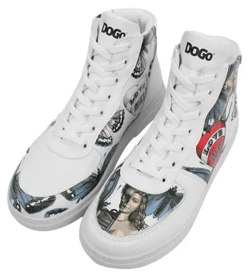 Produktbild von DOGO Damenschuhe, , Weiß, hohe Sneakers – Love Me Motiv, Mehrfarbig
