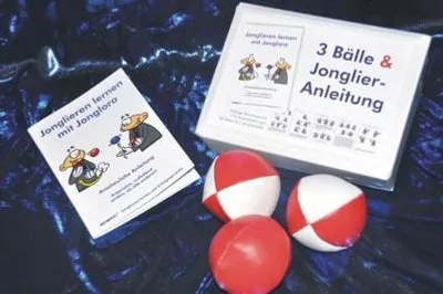 Produktbild von 3 Bälle & Jonglier-Anleitung (rot-weiß, rot, rot-weiß)