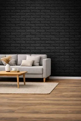Immagine prodotto di Carta da parati 3D Pannelli murali autoadesivi Mattoni impermeabili Adesivi murali Carta da parati Pannelli murali autoadesivi Rivestimento murale moderno effetto pietra Montaggio facile e veloce Nero 10 pezzi