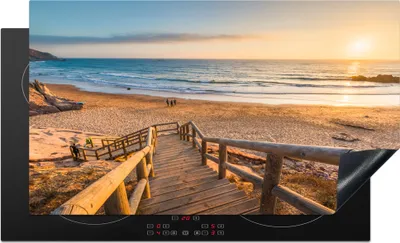 Produktbild von KitchenYeah© Herdabdeckplatte Strand - Treppe - Portugal , 90x52cm, Küche Deko, Glaskeramikkochfeld Herdabdeckung, Abdeckplatte fùr Kochfeld