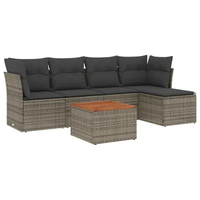 Produktbild von vidaXL 6-tlg. Garten-Sofagarnitur mit Kissen Grau Poly Rattan