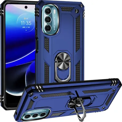 Produktbild von Moto G 5G 2022 Hülle, Dual Layer Robust Militäre Schutzhülle mit Ringhalterung Ständer für Motorola Moto G 5G 2022 Blau