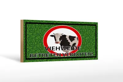 Produktbild von Holzschild Hinweis 27x10cm Viehweide Betreten verboten