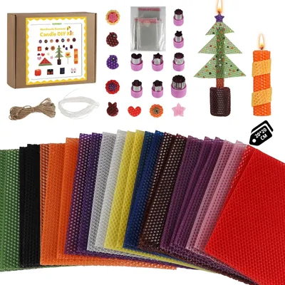 Produktbild von 24 farbenfrohe Wachspapierbögen für Kerzen, 20 x 20 cm, DIY-Set