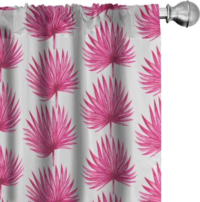 Produktbild von ABAKUHAUS Blatt Vorhänge, Gardinen, Aquarell-Art-Rosa-tropische Blätter Exotisches hawaiisches Dschungel-Insel-Laub, 2 Stück 75 x 245 cm, Hot Pink Coconut