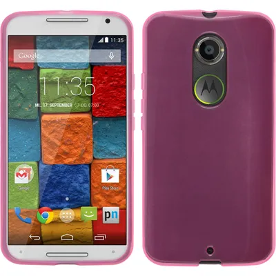 Produktbild von PhoneNatic Case kompatibel mit Motorola Moto X 2014 2. Gen. - rosa Silikon Hülle transparent + 2 Schutzfolien