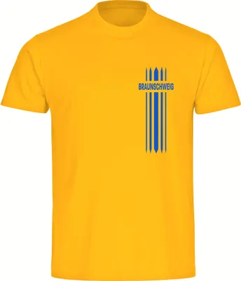 Produktbild von multifanshop Herren T-Shirt - Braunschweig - Streifen, gelb, Größe M
