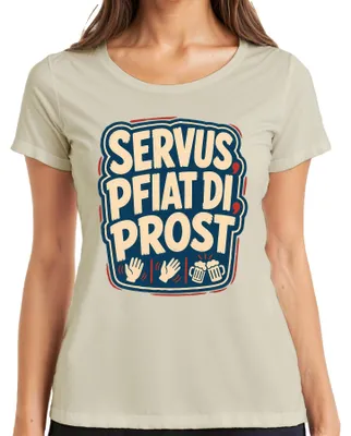 Produktbild von Servus Pfiat Di Prost Bayern Bier Wiesn Lederhose Damen T-Shirt, Natur, L