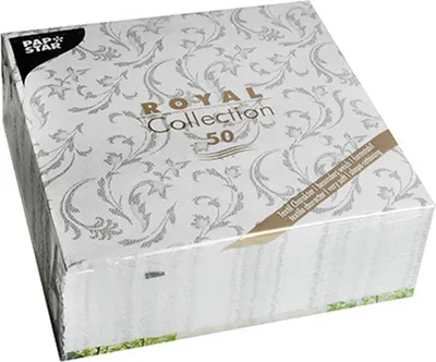 Produktbild von 50 Servietten "ROYAL Collection" 1/4-Falz 40 cm x 40 cm grau "Damascato"