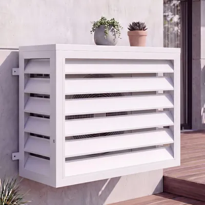 Immagine prodotto di Copertura per impianto di climatizzazione/scambiatore di calore HWC-O43, copertura per griglia di protezione, metallo 73x97x38 cm ~ grigio-bianco