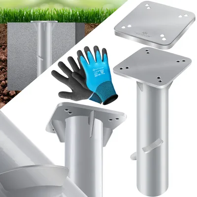 Produktbild von KESSER® Metall Universal Bodenplatte Sonnenschirmständer für Sonnenschirm - Ampelschirm - Kurbelschirm | Bodenanker, Inkl. Handschuhe  | 16 x 16 cm