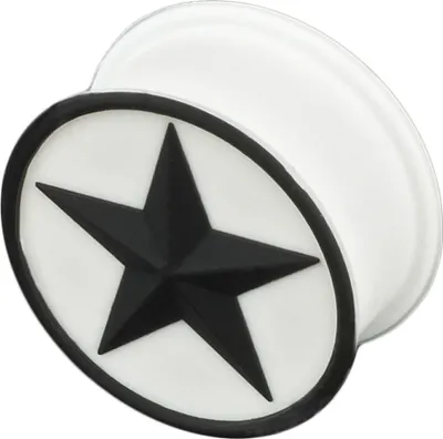 Produktbild von viva-adorno 1 Stück 12mm Flesh Plug Tunnel Ohr Piercing Silikon flexibel Stern verschiedene Farben Größe 4 - 26mm Z156,3 weiß/schwarz Z205,