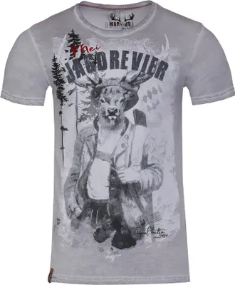 Produktbild von MarJo Herren Trachtenshirt "Eberhard" Hirschmotiv | Mittelgrau Größe: M