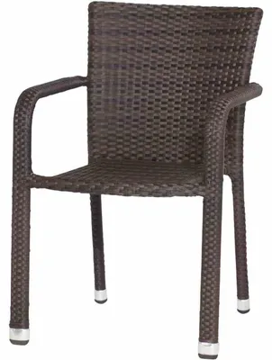 Zdjęcie produktu dla Fotel Gardamo Minas z aluminiową ramą i wikliną w kolorze maron