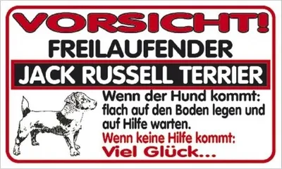 Produktbild von Warnschild - Vorsicht! Freilaufender Jack Russell.... - 309219 - Gr. ca. 25cm x 15cm