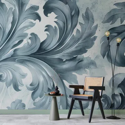 Produktbild von Selbstklebende Folie Fototapete - Stone Baroque Ornaments in Light Shades of Gray-Blue 343x256 cm Muster f-H-10019-a-a