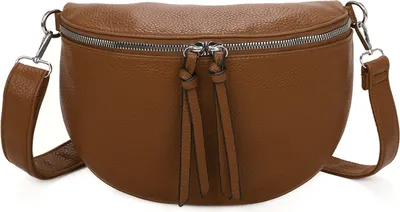 Produktbild von Bauchtasche Crossbody-Bag Umhängetasche Kunstleder Italy-Design (GSL-185) BROWN