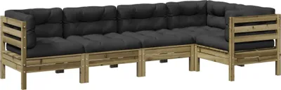 Imagen del producto de vidaXL Juego de 5 piezas de sofá de jardín con cojines, fabricado en madera de pino tratada