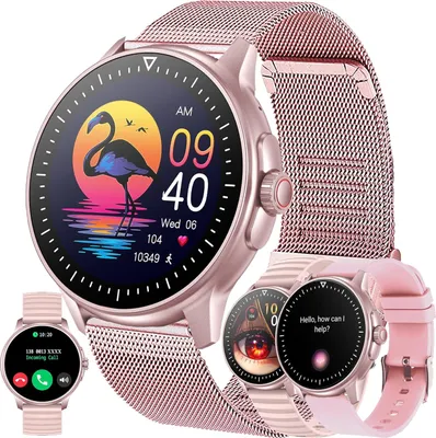 Produktbild von Damen-Smartwatch mit Telefonfunktion, 1,39 Zoll Touchscreen, IP68 wasserdicht, Sport mit Blutdruckmessgerät, SpO2, 123 Sportmodi, Android IOS