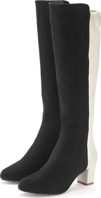 Produktbild von LASCANA Stiefel Langschaftstiefel, Stiefelette, schwarz/weiß Größe 39