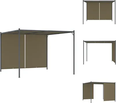 Obrázek produktu pro vidaXL Zahradní pergola s výsuvnou střechou 3x3 m Taupe 180 g/m² - Růžové oblouky, mříže a pergoly