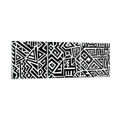 Produktbild von Bilder auf glas - 3 Teile - Op-Art. Schwarz Weiß - 120x40cm - Glasbilder - Wandbilder - Bilder - zum Aufhängen bereit - Wanddekoration aus Glas - Glas Bilder - Wandbild auf Glas - GCA120x40-4885
