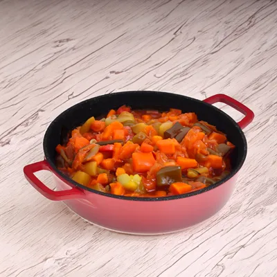 Produktbild von KAMILLE Pfanne JOSELU Marmorpfanne 28 cm 4 l Induktion dicke Antihaft-Pfanne Rot Aluminiumtopf mit Deckel