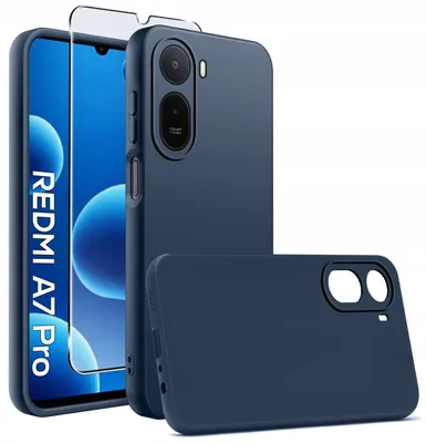 Produktbild von Mattes, schlankes Silikon-Etui für das Xiaomi Redmi A7 Pro + 9H-Glas