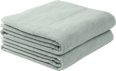 Produktbild von Schiesser Duschtuchset Turin | Frottier | 2-teilig | Reiskornoptik | 100% Baumwolle | flauschig, saugstark, farbecht  | Kordelaufhänger | 70x140cm | Hellpetrol
