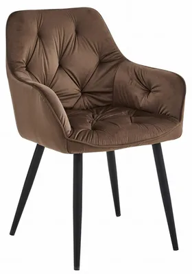 Imagen del producto de Silla Jork de terciopelo marrón con patas de metal negro
