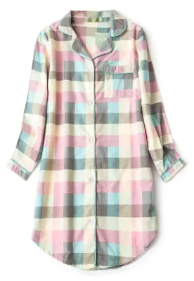 Immagine prodotto di Camicia da notte da donna in flanella di cotone, a maniche lunghe