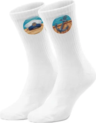 Produktbild von epicsocks Nautik Freude Schiff Ahoi Socken in 42-46 im Paar