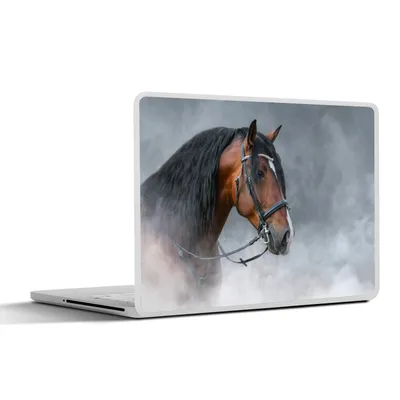 Produktbild von MuchoWow® Laptop Aufkleber Sticker Cover Pferd - Smoke - Schwarz 30x21 cm - Sticker für Laptop - Selbstklebend