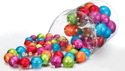 Produktbild von JACK by Inge Glas 60x Glas Christbaumkugeln 4 5 6 7 cm Eislack Bunt / Blau + Weiß / Weiß inkl. Haken, Farbe:Bunt