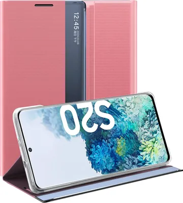 Produktbild von Galaxy S20 Hülle, LaimTop Slim Flip Leder Smart View Window Klappetui Schutzhülle mit Standfunktion für Samsung Galaxy S20 Rosa